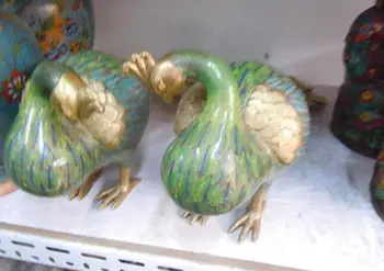 A Pair of China pure bronze handcraft Cloisonne finely a bird of Juno Statues
A Pair of China pure bronze handcraft Cloisonne finely a bird of Juno Statues