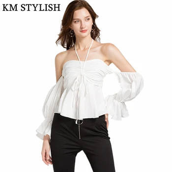2019 Autumn New Slim Solid Color Women Flare Sleeve Bow Blouse Female Backless Sexy Halter Tube Top Shirt White & Red
2019 Autumn New Slim Solid Color Women Flare Sleeve Bow Blouse Female Backless Sexy Halter Tube Top Shirt White & Red