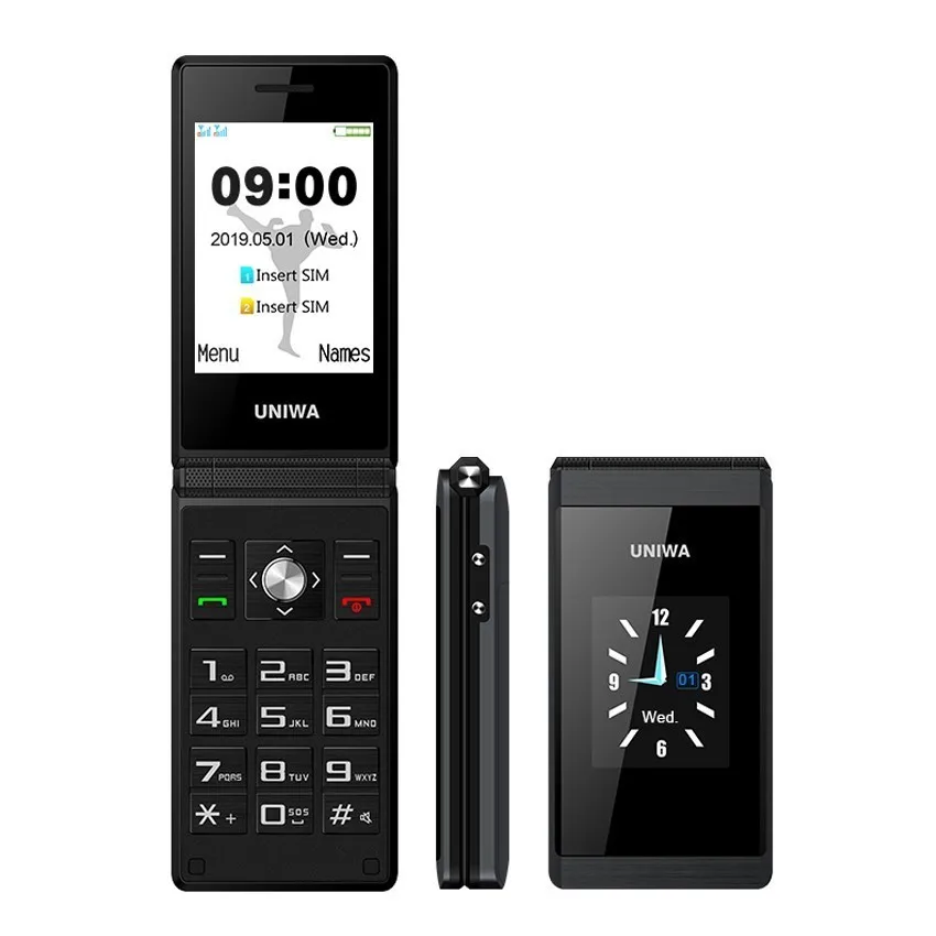 UNIWA X28 Flip cell phone 2.8 inch Russian keyboard Dual Display phones Bluetooth FM Dual SIM Mobile Phone push-button telephone
UNIWA X28 Flip cell phone 2.8 inch Russian keyboard Dual Display phones Bluetooth FM Dual SIM Mobile Phone push-button telephone