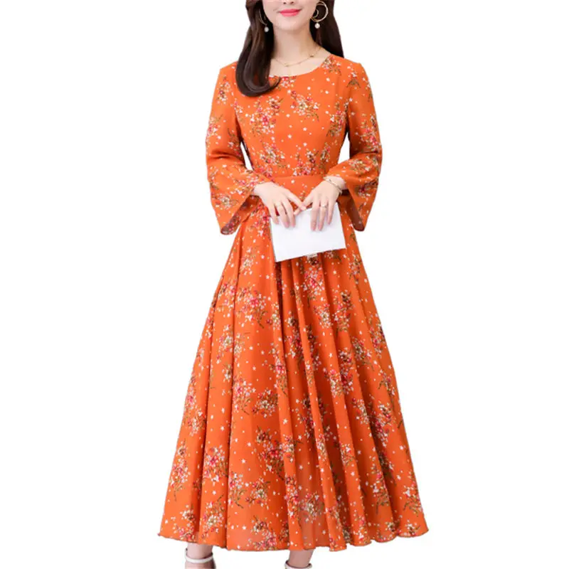 Fashion Orange Dress Women 2019 Spring Summer Floral Chiffon O-Neck Business Work Floral Print Big Swing Party Dresses Vestidos
Fashion Orange Dress Women 2019 Spring Summer Floral Chiffon O-Neck Business Work Floral Print Big Swing Party Dresses Vestidos
