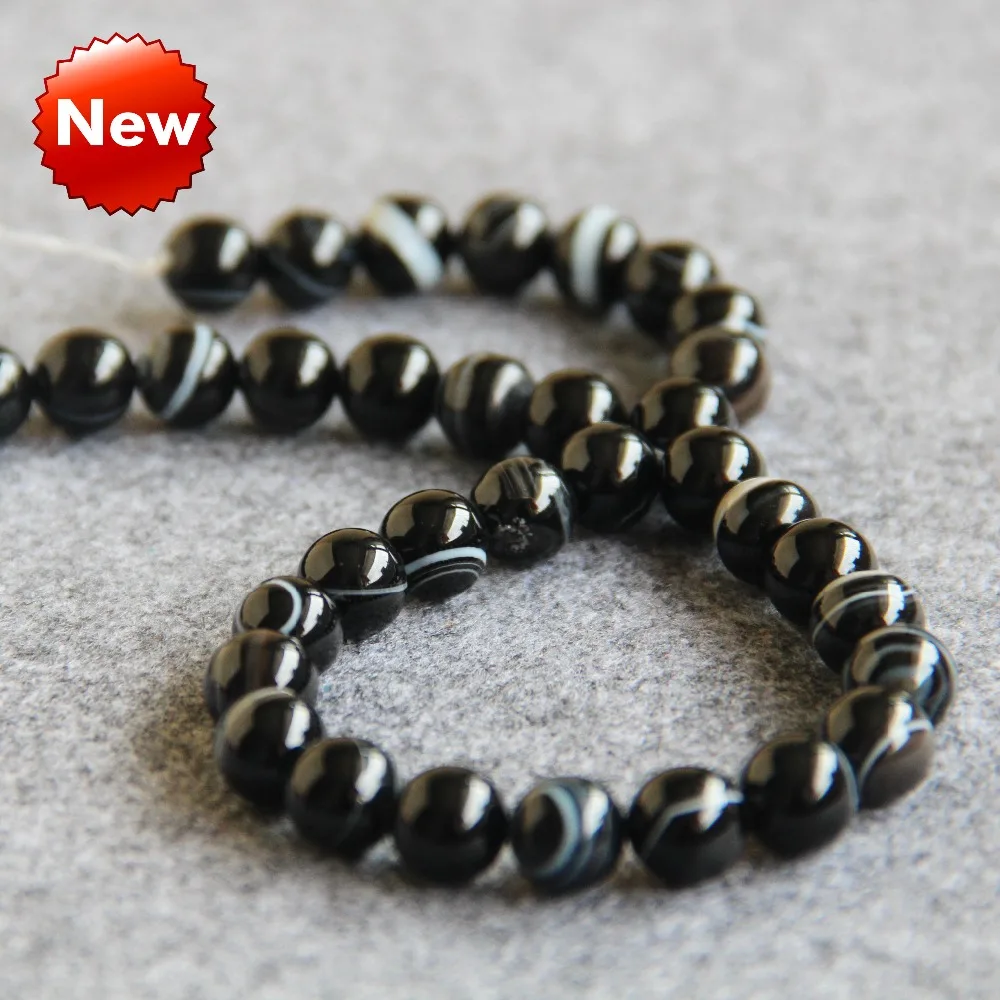 For Necklace&Bracelet 10mm Multicolor Black Stripe Natural Onyx Beads DIY Loose Carnelian Accessory Parts 15inch Jewelry Making |