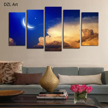 Unframed 5 panels Abstract Blue Sky Moon Cloud landscape Art HD Picture Print On Canvas Painting Wall Picture For Home Decor
Unframed 5 panels Abstract Blue Sky Moon Cloud landscape Art HD Picture Print On Canvas Painting Wall Picture For Home Decor