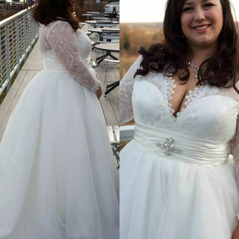 Elegant Long Sleeves V Neck Designers White Ivory Lace Women Mature Women Adult Bridal Gowns Big Size Wedding Dresses
Elegant Long Sleeves V Neck Designers White Ivory Lace Women Mature Women Adult Bridal Gowns Big Size Wedding Dresses
