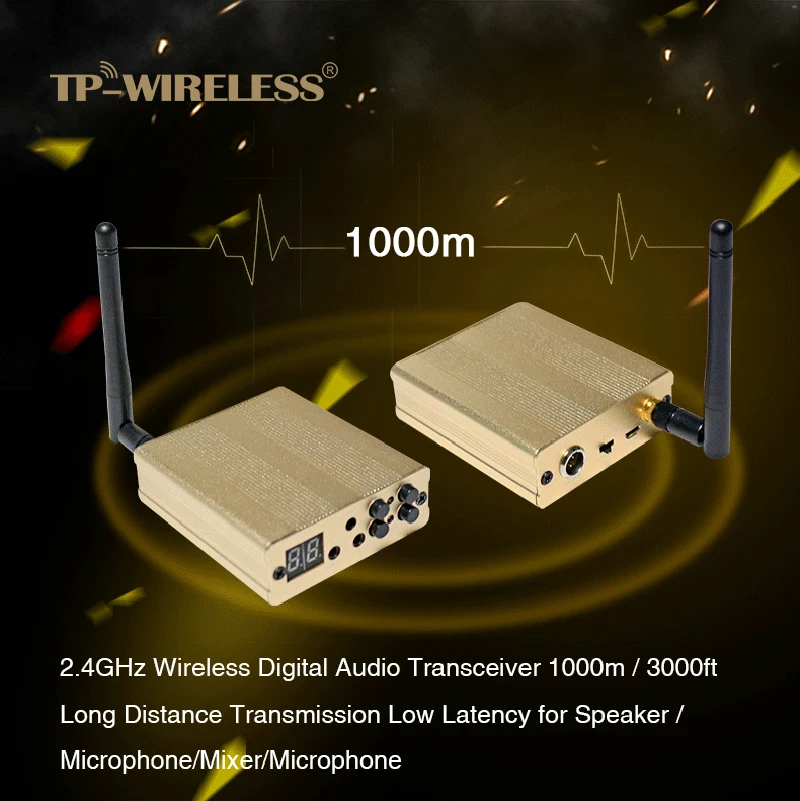 TP-WIRELESS WT04 Digital 1000m Long Distance Transmitter Receiver Audio Adapter SoundTransceiver Low Latency for mic
TP-WIRELESS WT04 Digital 1000m Long Distance Transmitter Receiver Audio Adapter SoundTransceiver Low Latency for mic