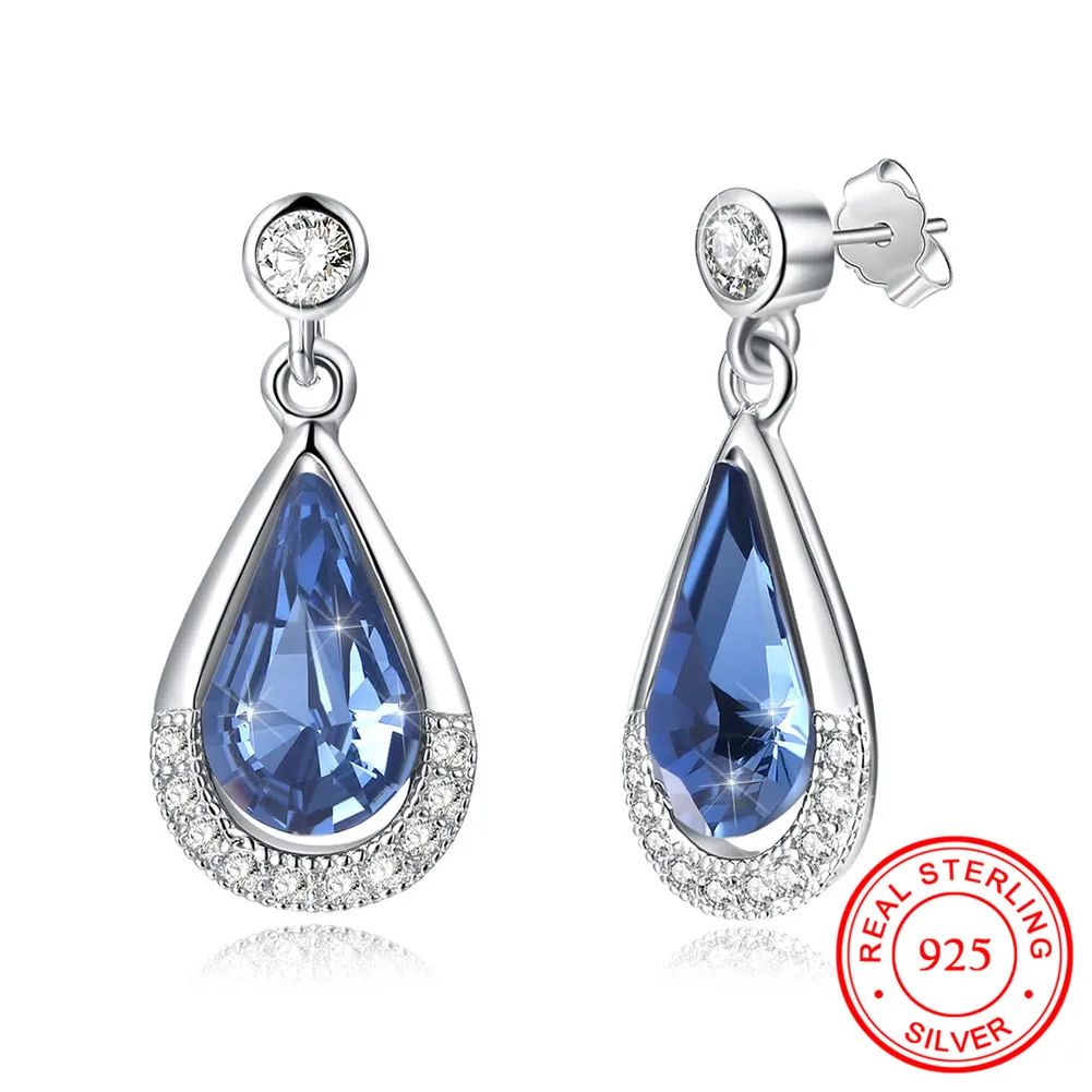 100% S925 Sterling Silver Glittering Earring Blue Austrian Crystal Water Drop Bride Earring Charm Zircon Earrings Jewelry Gifts
100% S925 Sterling Silver Glittering Earring Blue Austrian Crystal Water Drop Bride Earring Charm Zircon Earrings Jewelry Gifts