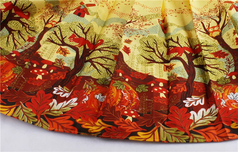 Kostlish Retro Print Flower Summer Skirts Womens 2017 High Waist Vintage Skirt Elegant A-Line Midi Women Skirt Plus Size XXL 22 (30)