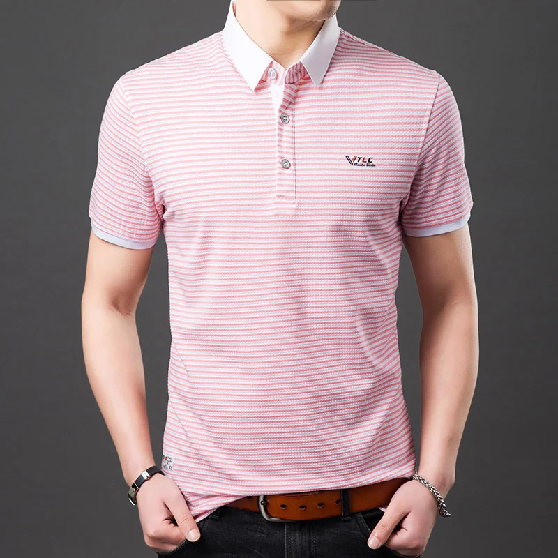 High Quality Fine Stripe Pink Polo Men 2019 New Embroidery Cotton Short Sleeve Button Turn Down Collar Tops Polo Shirts Y5917
High Quality Fine Stripe Pink Polo Men 2019 New Embroidery Cotton Short Sleeve Button Turn Down Collar Tops Polo Shirts Y5917