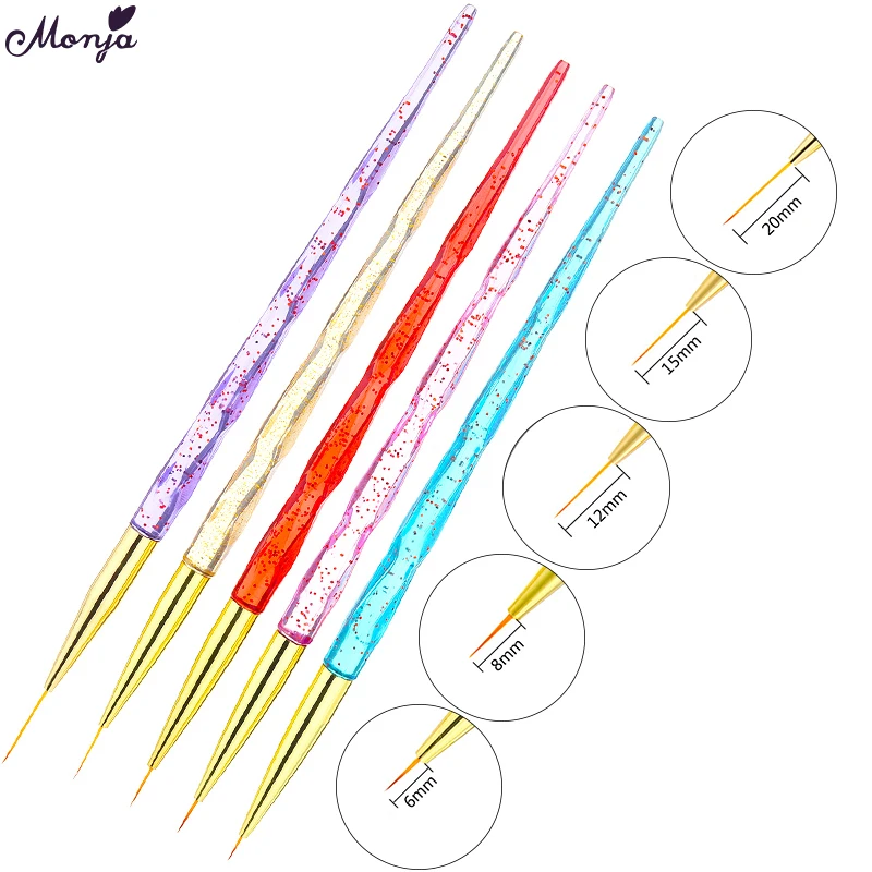 Monja 6/8/12/15/20mm Nail Art French Stripes Lines Liner Painting Brush Crystal Handle Pattern DIY Drawing Pen Manicure Tools
Monja 6/8/12/15/20mm Nail Art French Stripes Lines Liner Painting Brush Crystal Handle Pattern DIY Drawing Pen Manicure Tools