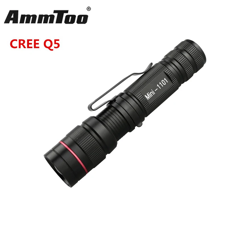 

Portable Led Flashlight Zoomable Focus Lanterna 800LM CREE Q5 Black LED Tactical Flashlights Torch Lamp Light Use AA / 14500