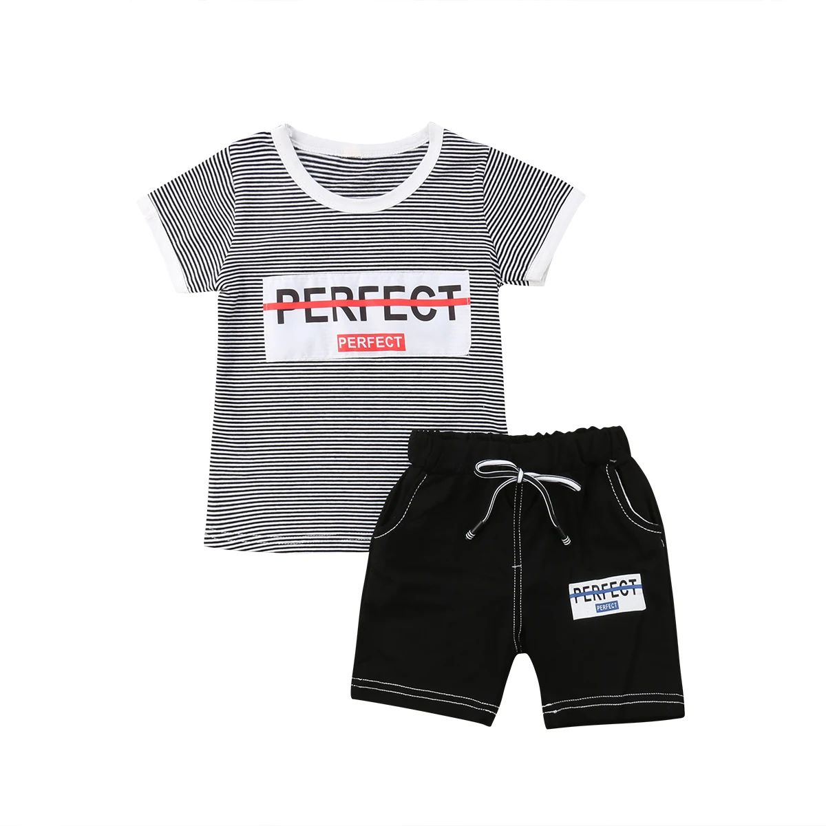 Boy Clothes Toddler Baby Casual 2018 Summer Striped Short Sleeve T-shirt Tops+ Shorts Outfit |