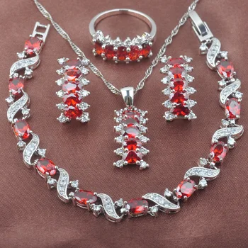 Amazing Red Zirconia Jewelry Sets Women's Wedding Silver Color Bracelet Necklace And Earrings Ring Set YZ0559
Amazing Red Zirconia Jewelry Sets Women's Wedding Silver Color Bracelet Necklace And Earrings Ring Set YZ0559
