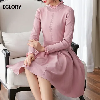 Knitted Dress 2018 Fall Winter Sweater Dress Ladies Ruffled Collar Hollow Out Knitting Long Sleeve Sweet Pink Dress Pullovers
Knitted Dress 2018 Fall Winter Sweater Dress Ladies Ruffled Collar Hollow Out Knitting Long Sleeve Sweet Pink Dress Pullovers