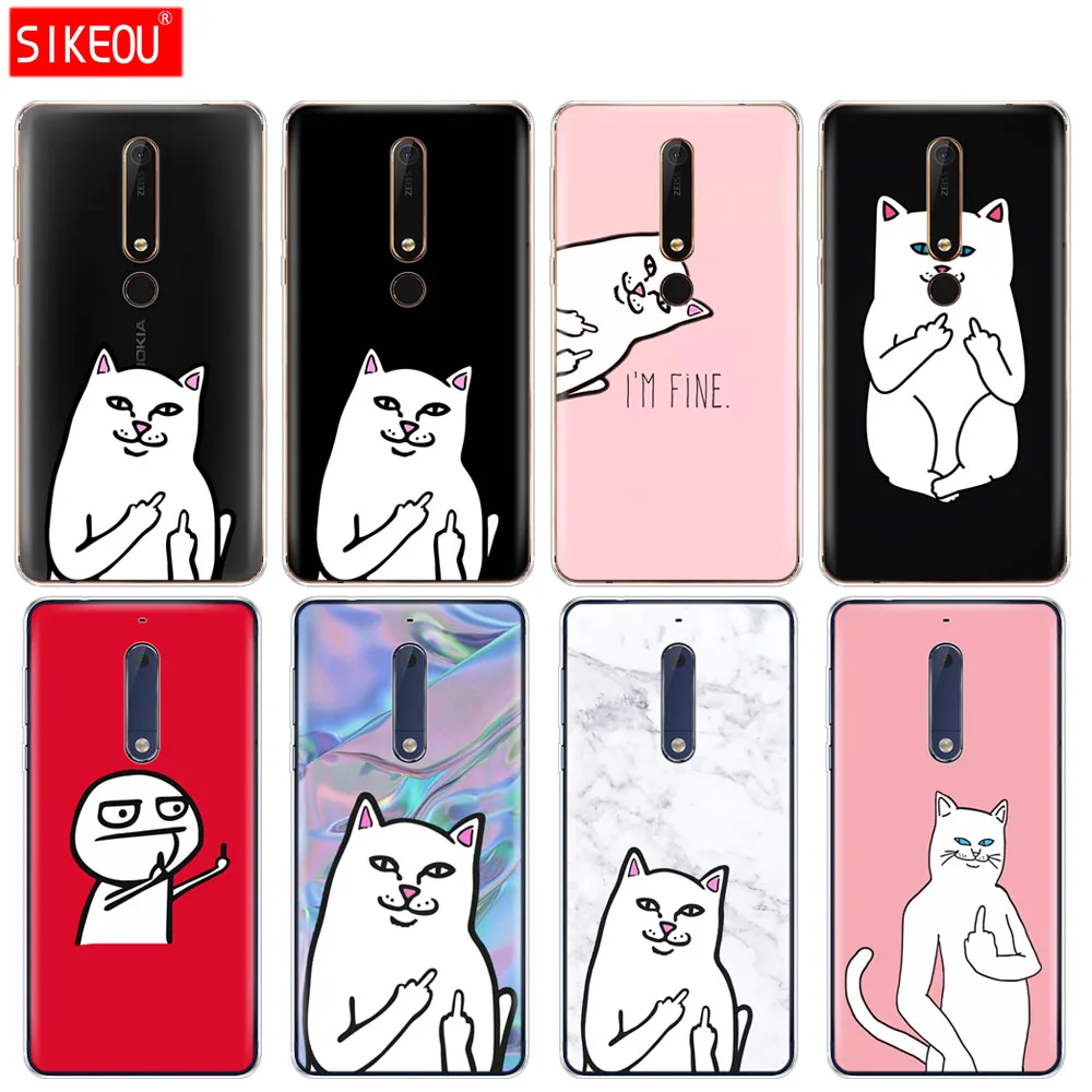 silicone cover phone case for Nokia 5 3 6 7 PLUS 8 9 /Nokia 6.1 5.1 3.1 2.1 6 2018 soft tpu middle finger cat transparent coque
silicone cover phone case for Nokia 5 3 6 7 PLUS 8 9 /Nokia 6.1 5.1 3.1 2.1 6 2018 soft tpu middle finger cat transparent coque