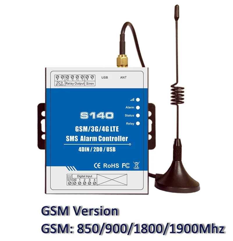 New upgrade version 4 inputs gsm sms controller M2M S140 Valve/Pump/transformer Remote switch controller 4I/2O/USB Ports
New upgrade version 4 inputs gsm sms controller M2M S140 Valve/Pump/transformer Remote switch controller 4I/2O/USB Ports