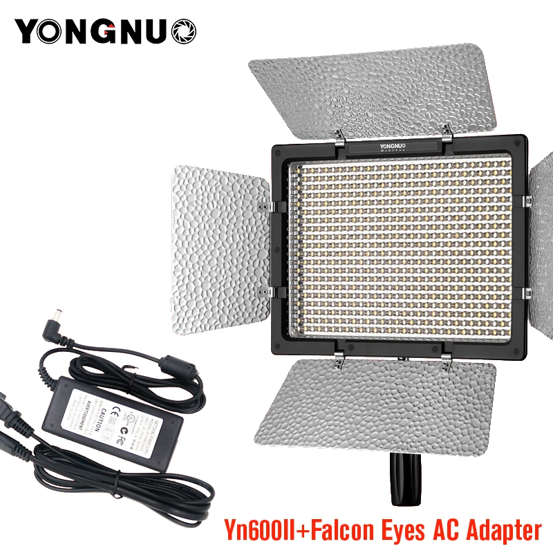 Yongnuo YN600 II YN600L II 5500K LED Video Light + Falcon Eyes AC Adapter Set Support Remote Control by Phone App for Interview
Yongnuo YN600 II YN600L II 5500K LED Video Light + Falcon Eyes AC Adapter Set Support Remote Control by Phone App for Interview