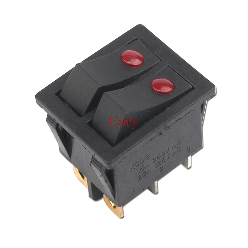 1PC Rocker switch 15A/250V 20A/125V 6Pins 2 Positions belt cat-eye switch two gang switch double switch KCD3-201-2 CZYC
1PC Rocker switch 15A/250V 20A/125V 6Pins 2 Positions belt cat-eye switch two gang switch double switch KCD3-201-2 CZYC