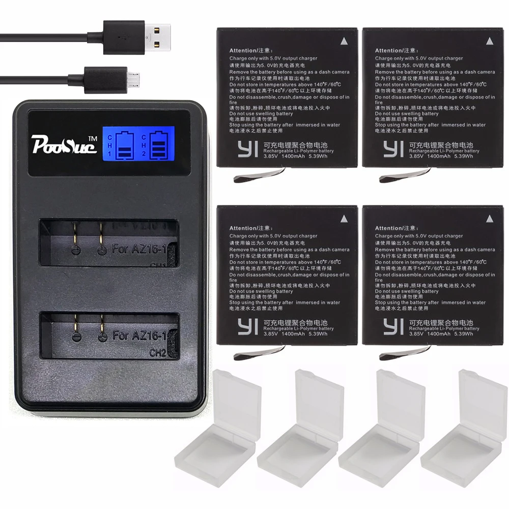 4pcs 1400mah Original xiaoyi 2 YI 2 / 4Kplus 4k+ 360 VR YI lite Battery + LCD Charger for xiaomi yi action camera battery
4pcs 1400mah Original xiaoyi 2 YI 2 / 4Kplus 4k+ 360 VR YI lite Battery + LCD Charger for xiaomi yi action camera battery