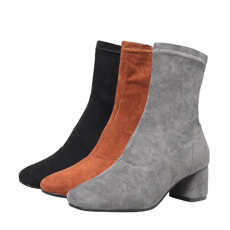 New Women Shoes High Heels Slip ankle boots winter Stretch socks boots elegant Square high heels shoes female Plus size 33- 43
New Women Shoes High Heels Slip ankle boots winter Stretch socks boots elegant Square high heels shoes female Plus size 33- 43
