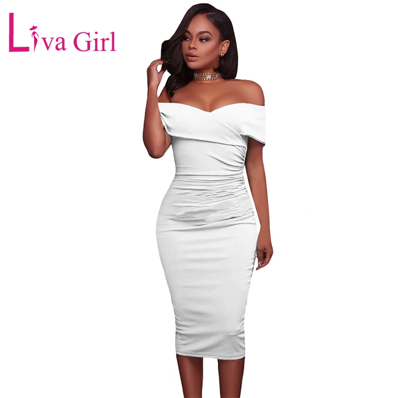 LIVA GIRL White Bardot Ruched Off Shoulder Bodycon Midi Dress Woman Summer Cocktail Slim Fit Party Dresses Red/Black Vestidos
LIVA GIRL White Bardot Ruched Off Shoulder Bodycon Midi Dress Woman Summer Cocktail Slim Fit Party Dresses Red/Black Vestidos
