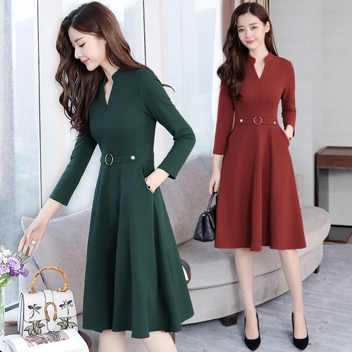 Long Sleeve Dress Autumn Outfit New Pattern Solid Suit-dress Self-cultivation Thin Temperament Vintage Dresses Vestidos Mujer
Long Sleeve Dress Autumn Outfit New Pattern Solid Suit-dress Self-cultivation Thin Temperament Vintage Dresses Vestidos Mujer