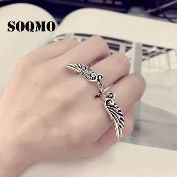 SOQMO 100% Real 925 sterling silver Jewelry Angel Wing lovers' Open Adjustble Ring LOVE Gift for boyfriend girlfriend SQM122
SOQMO 100% Real 925 sterling silver Jewelry Angel Wing lovers' Open Adjustble Ring LOVE Gift for boyfriend girlfriend SQM122