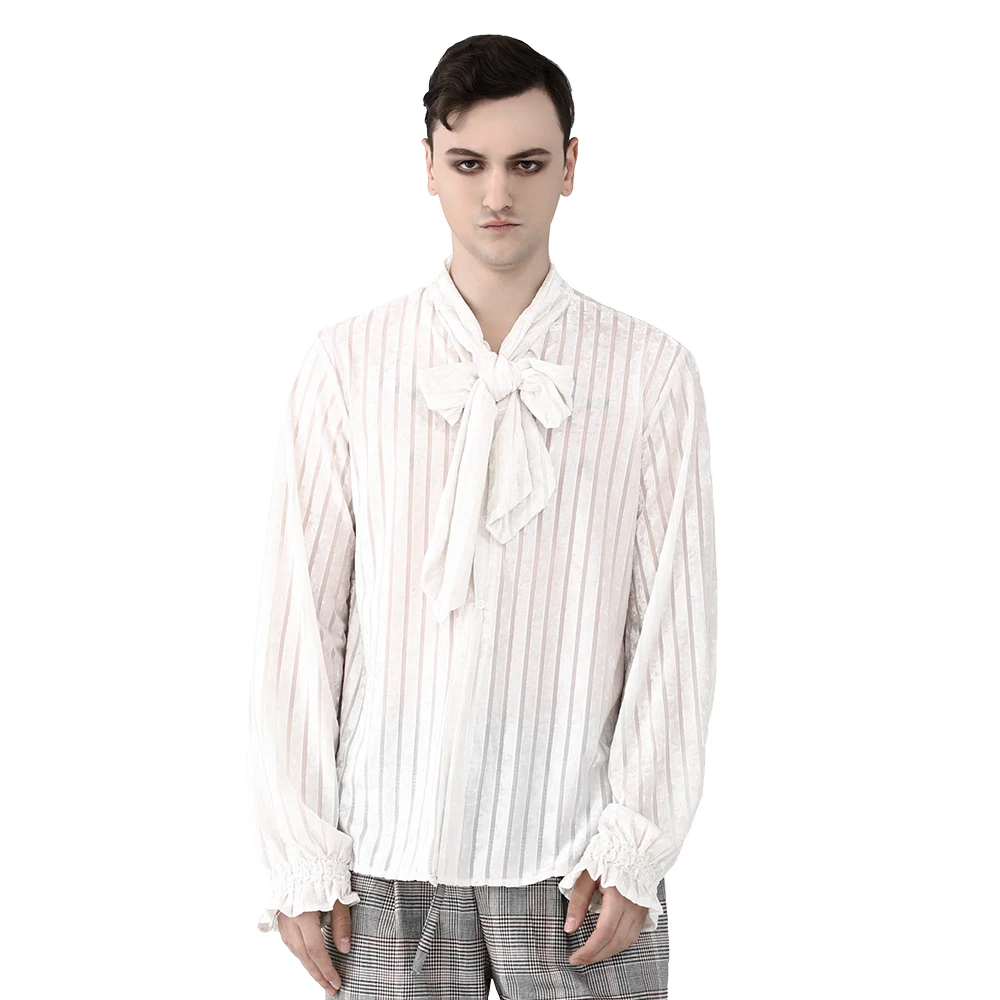 Gothic Court Men Velvet Shirt Retro Striped Bow Tie Long Sleeve White Formal Shirt Party Dress Shirt
Gothic Court Men Velvet Shirt Retro Striped Bow Tie Long Sleeve White Formal Shirt Party Dress Shirt