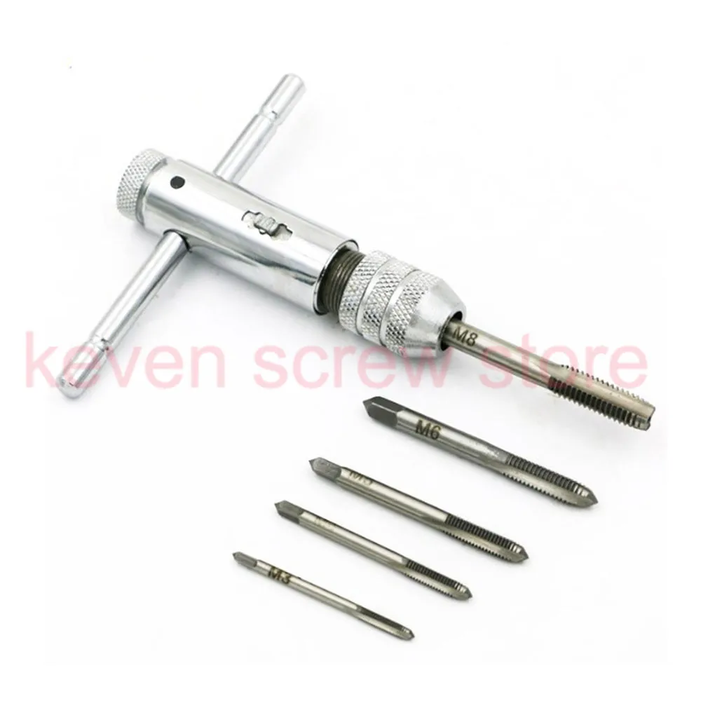 5pcs/set Adjustable M3-M8 T-Handle Ratchet Tap Wrench Machinist Tool Screw Thread Plug Tap Machinist Tool
5pcs/set Adjustable M3-M8 T-Handle Ratchet Tap Wrench Machinist Tool Screw Thread Plug Tap Machinist Tool