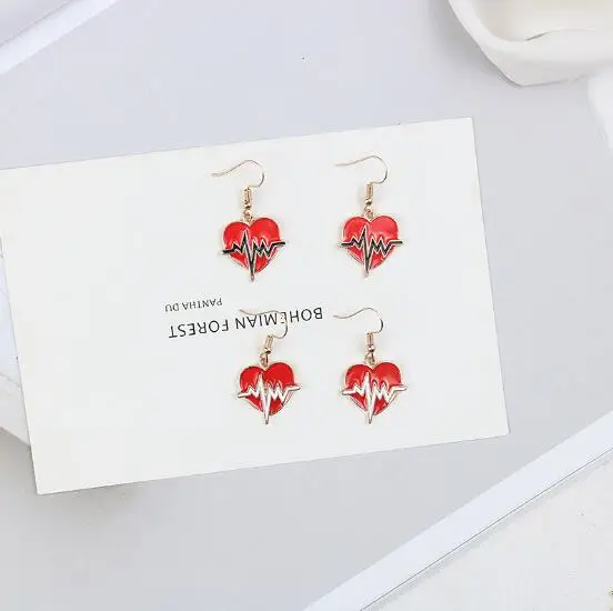 Fashion Red Heart Heartbeat Drop Earrings Lovely Holiday Jewelry Gifts for Girl Women Delicate Heart Heartbeat Earrings Brincos
Fashion Red Heart Heartbeat Drop Earrings Lovely Holiday Jewelry Gifts for Girl Women Delicate Heart Heartbeat Earrings Brincos