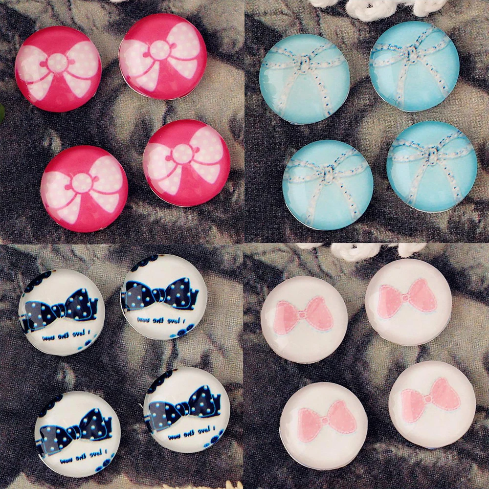 12mm 25pcs Photo Glass Cabochons Round Picture Cameo Set Handmade Bases Settings Lace Bow Tie DIY Stone Accessories | Украшения и
