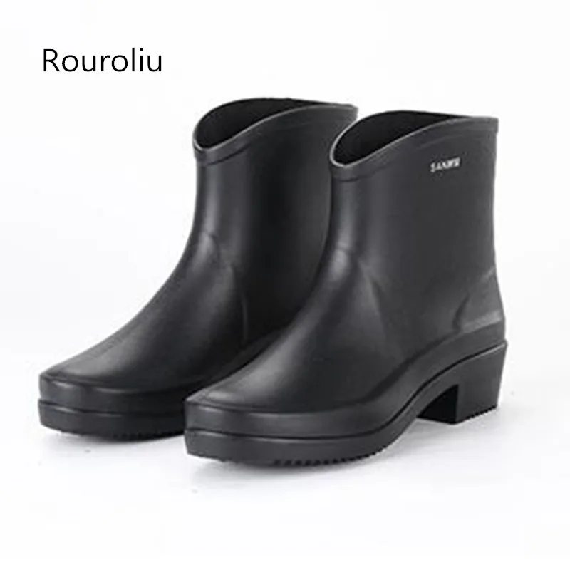 Rouroliu Women Ankle Rainboots Non-Slip PVC Waterproof Water Shoes Wellies Woman Platform Autumn Rain Boots RB267
Rouroliu Women Ankle Rainboots Non-Slip PVC Waterproof Water Shoes Wellies Woman Platform Autumn Rain Boots RB267