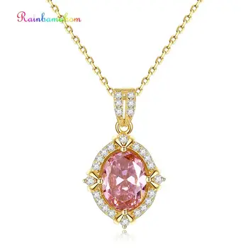 Rainbamabom luxury 925 Solid Sterling Silver Pink Sapphire Gemstone Yellow Gold Diamonds Pendant Necklace Fine Jewelry Wholesale
Rainbamabom luxury 925 Solid Sterling Silver Pink Sapphire Gemstone Yellow Gold Diamonds Pendant Necklace Fine Jewelry Wholesale