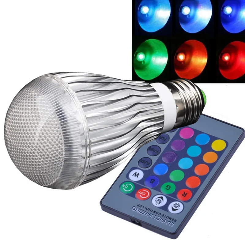 E27 LED RGB Bulb lamp AC110V 220V 9W LED RGB Spot light dimmable magic Holiday RGB lighting IR Remote Control
E27 LED RGB Bulb lamp AC110V 220V 9W LED RGB Spot light dimmable magic Holiday RGB lighting IR Remote Control
