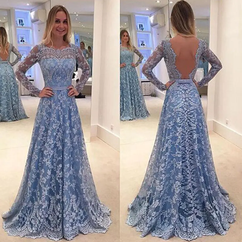 New lace party dress 2018 sexy V-neck halter long-sleeved ladies dress Elegant autumn blue S-5XL dress Vestidos
New lace party dress 2018 sexy V-neck halter long-sleeved ladies dress Elegant autumn blue S-5XL dress Vestidos