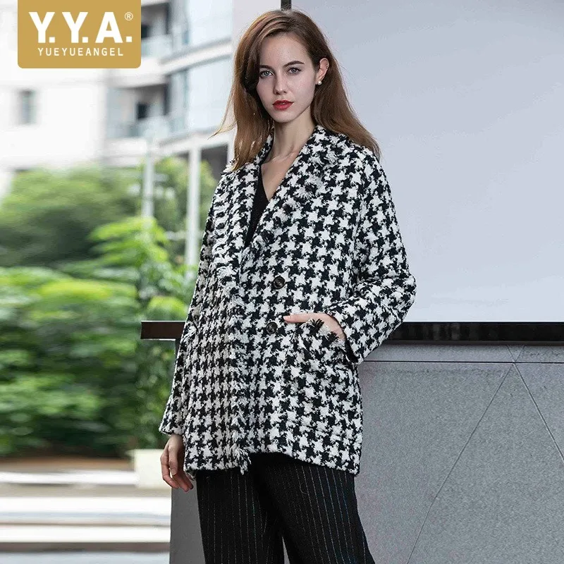 2019 High Quality Luxury Womens Blazer Coat Fashion Plaid Double Breasted Outerwear Female Elegant Slim Fit Long Suit Jacket
2019 High Quality Luxury Womens Blazer Coat Fashion Plaid Double Breasted Outerwear Female Elegant Slim Fit Long Suit Jacket