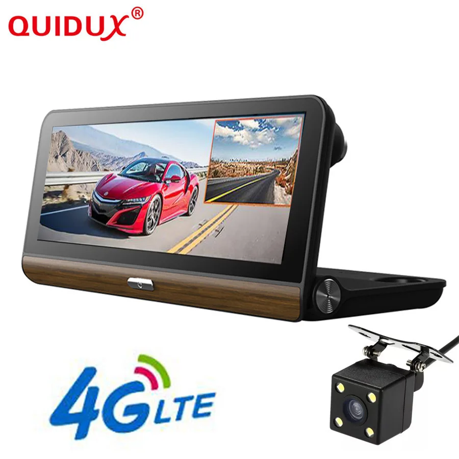 

QUIDUX Car Dash Camera DVR 8.0" Android 1080P Video Recorder 3G/4G GPS Navigation Bluetooth G-Sensor Quad Core 1GB RAM 16GB ROM