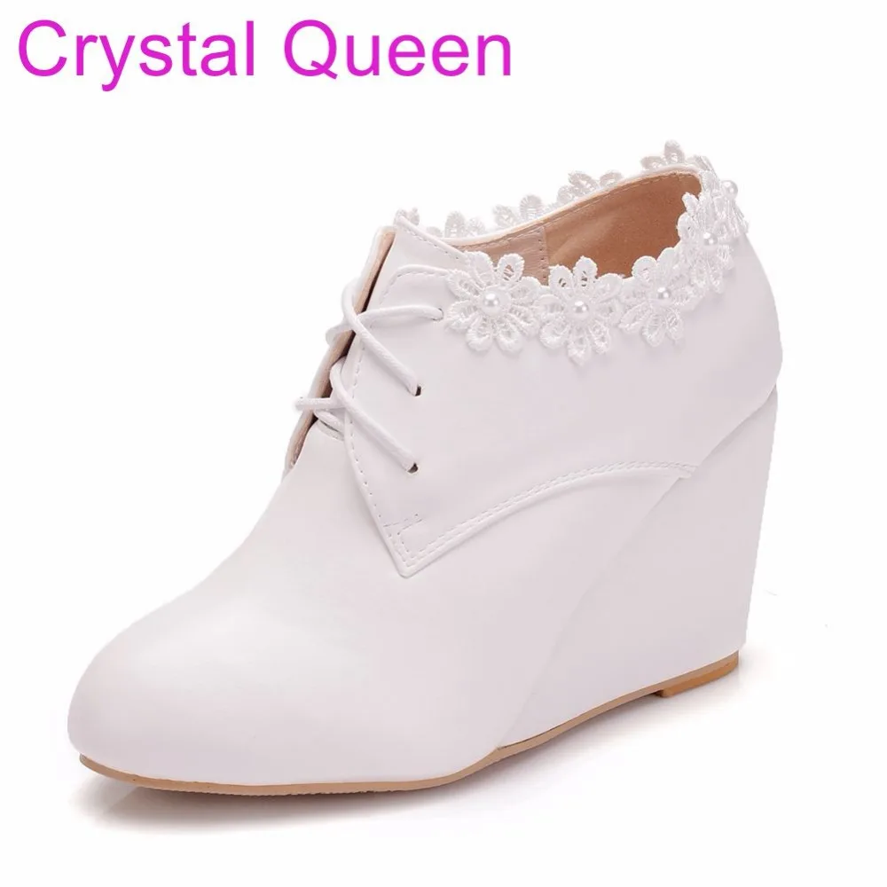 Crystal Queen White Spring Wedges Boots Women Wedges High Heels Round Toe Ankle Boots Lace-UP wedding Princess Christmas Boots
Crystal Queen White Spring Wedges Boots Women Wedges High Heels Round Toe Ankle Boots Lace-UP wedding Princess Christmas Boots