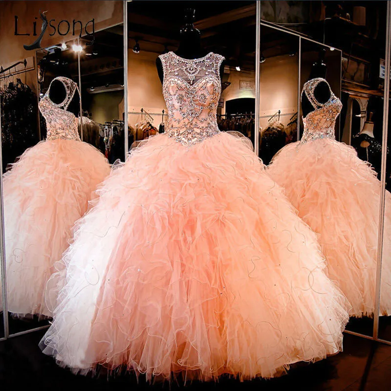 Princess Peach Puffy Prom Dresses 2018 Crystal Beaded Long Ruffles Tiered Prom Dresses O-neck Vintage Formal Dress Abendkleider
Princess Peach Puffy Prom Dresses 2018 Crystal Beaded Long Ruffles Tiered Prom Dresses O-neck Vintage Formal Dress Abendkleider