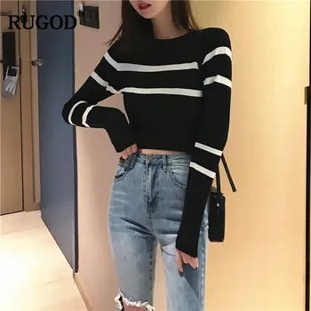 RUGOD 2018 New O-Neck Women Sweater Striped Knitted Short Women Pullovers Casual Autumn Winter Clothes pull femme hiver
RUGOD 2018 New O-Neck Women Sweater Striped Knitted Short Women Pullovers Casual Autumn Winter Clothes pull femme hiver