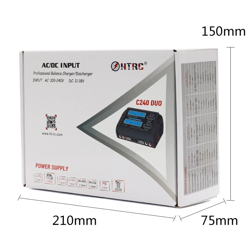 AABB-HTRC C240 DUO AC 150W DC 240W Dual Channel 10A RC Balance lipo battery Charger
AABB-HTRC C240 DUO AC 150W DC 240W Dual Channel 10A RC Balance lipo battery Charger