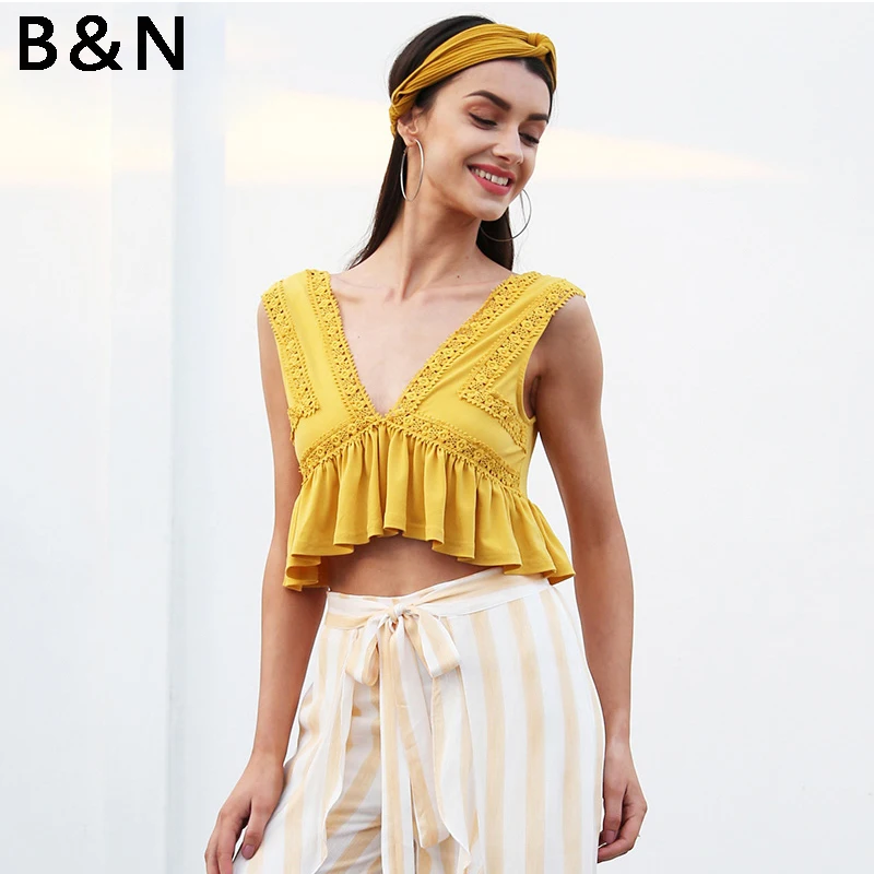Sexy v neck chiffon tank women Ruffle flounce backless short shirt tee 2018 Summer casual streetwear lace crop top
Sexy v neck chiffon tank women Ruffle flounce backless short shirt tee 2018 Summer casual streetwear lace crop top