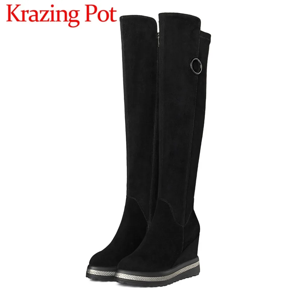 2018 pretty girls round toe waterproof super high wedges bottom zipper natural leather fashion runway sexy thigh high boots L26
2018 pretty girls round toe waterproof super high wedges bottom zipper natural leather fashion runway sexy thigh high boots L26