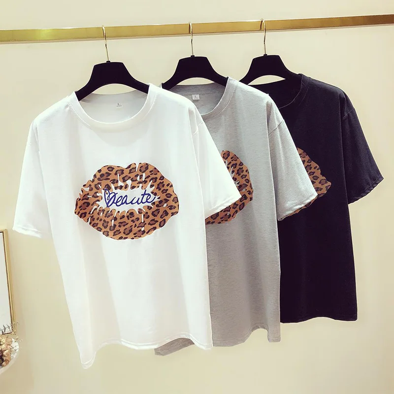 Leopard Kiss Print Ladies T-Shirts Casual Loose Short Sleeve Creative Tee Tops Round Neck 2019 Spring Summer Women Tshirts
Leopard Kiss Print Ladies T-Shirts Casual Loose Short Sleeve Creative Tee Tops Round Neck 2019 Spring Summer Women Tshirts