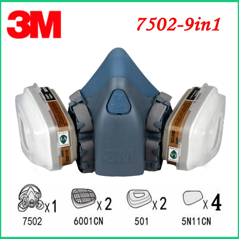 9in1 3M 7502 Gas mask Chemical Respirator Protective Mask Industrial Paint Spray Anti Organic Vapor Dust Powder Mask 6001
9in1 3M 7502 Gas mask Chemical Respirator Protective Mask Industrial Paint Spray Anti Organic Vapor Dust Powder Mask 6001