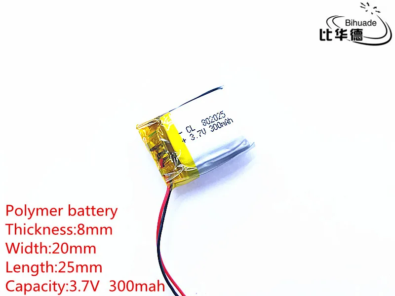 1pcs/lot Liter energy battery 3.7V 300mAh 802025 PLIB polymer lithium ion / Li-ion battery for dvr GPS mp4 mp3
1pcs/lot Liter energy battery 3.7V 300mAh 802025 PLIB polymer lithium ion / Li-ion battery for dvr GPS mp4 mp3