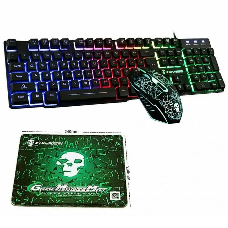T6 2400 DPI Gaming PC Gamer Mechanical Keyboard And Mouse Combo USB Ergonomic Rainbow Backlight Wired Keyboard Mouse For Mac/Win
T6 2400 DPI Gaming PC Gamer Mechanical Keyboard And Mouse Combo USB Ergonomic Rainbow Backlight Wired Keyboard Mouse For Mac/Win