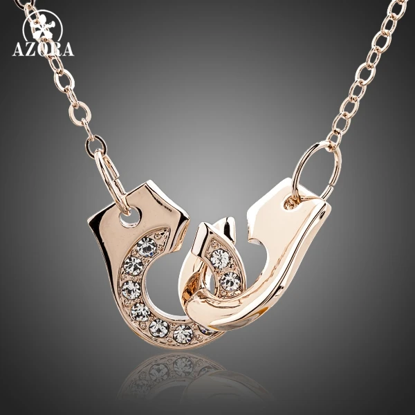 AZORA Hand In Hand Rose Gold Color Stellux Austrian Crystal Pothook Pendant Necklace TN0080
AZORA Hand In Hand Rose Gold Color Stellux Austrian Crystal Pothook Pendant Necklace TN0080