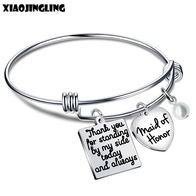 XIAOJINGLING Hot Sale Stainless Steel Bracelets Heart Pearl Pendant Bangles For Bridesmaid Wedding Gifts Fashion Women Jewelry
XIAOJINGLING Hot Sale Stainless Steel Bracelets Heart Pearl Pendant Bangles For Bridesmaid Wedding Gifts Fashion Women Jewelry