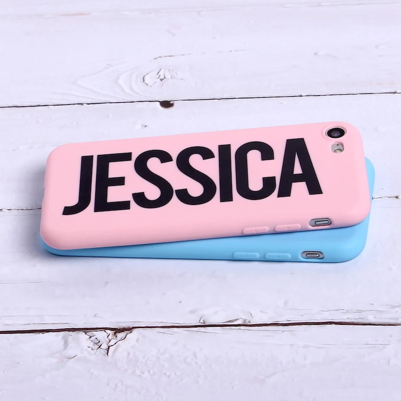 Personalized Custom Name Text Matte Solid Color Soft Cover Phone Case For iPhone