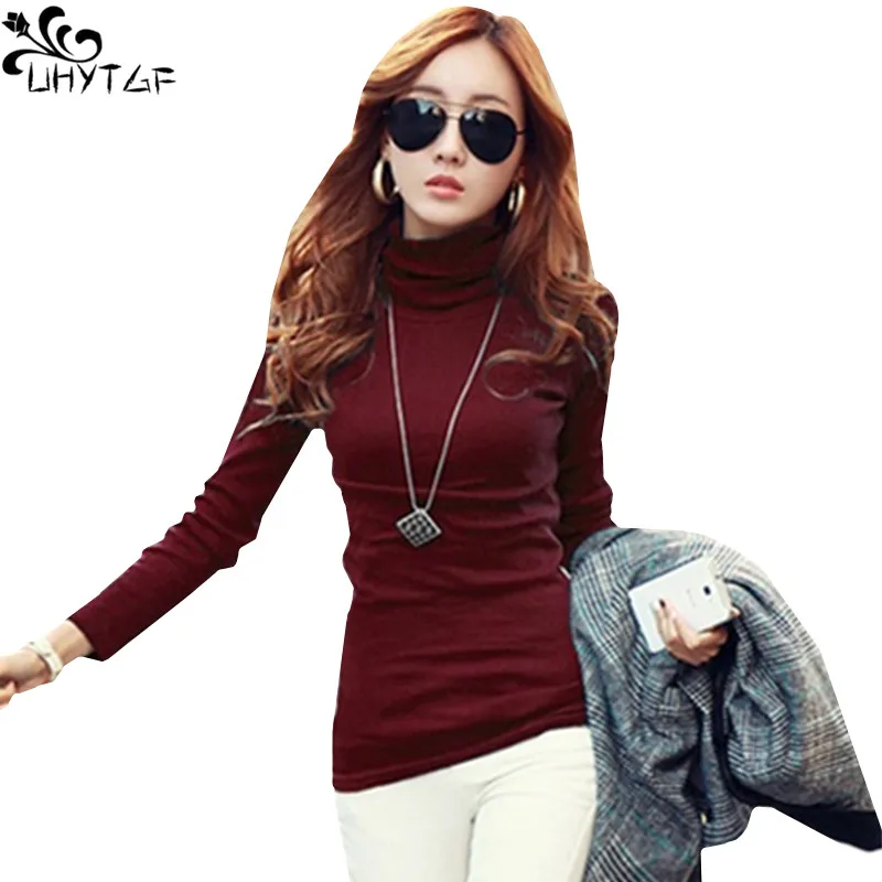 UHYTGF High Collar T shirt Women Bottoming Shirt Autumn Winter Harajuku Long sleeve Warm tshirt top Fashion Slim fit Pullover361
UHYTGF High Collar T shirt Women Bottoming Shirt Autumn Winter Harajuku Long sleeve Warm tshirt top Fashion Slim fit Pullover361