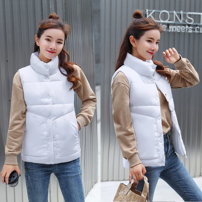 2018 Fashion women short winter vest Casual Autumn stand collar single breasted two pockets white color sleeveless waistcoat
2018 Fashion women short winter vest Casual Autumn stand collar single breasted two pockets white color sleeveless waistcoat